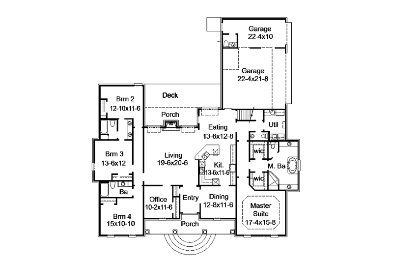 Architectural House Design - Floor Plan - Main Floor for Classical House Plan #15-380 - 4 bed, 3.5 bath