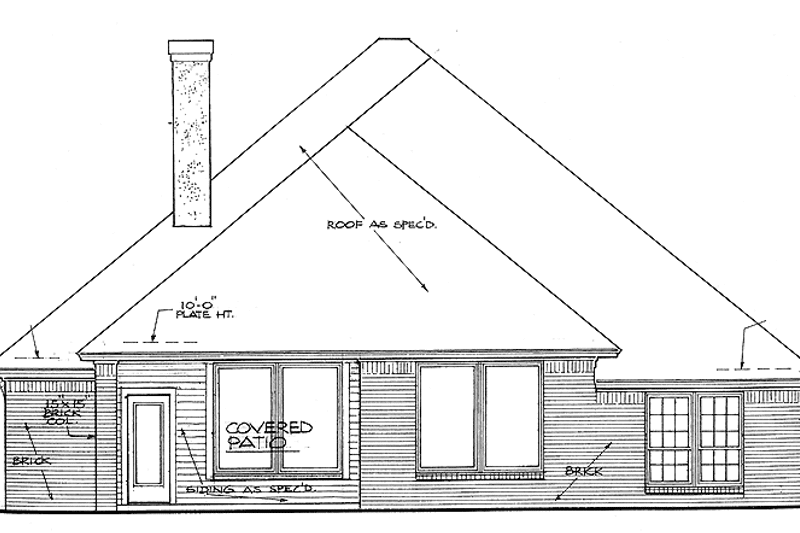 Dream House Plan - Exterior - Rear Elevation for Country House Plan #310-1195 - 4 bed, 2 bath