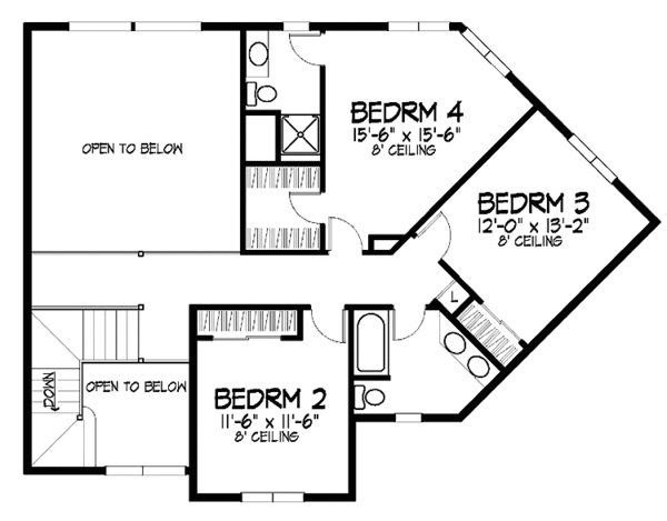 Architectural House Design - Traditional Floor Plan - Upper Floor Plan #320-887