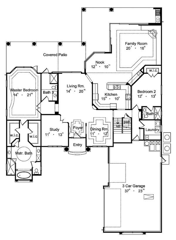 Architectural House Design - Mediterranean Floor Plan - Main Floor Plan #417-572