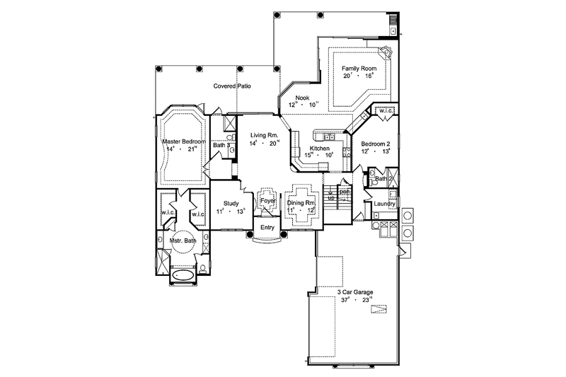 Home Plan - Floor Plan - Main Floor for Mediterranean House Plan #417-572 - 4 bed, 5 bath