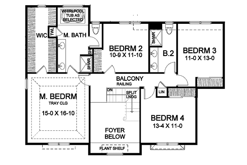 Home Plan - Floor Plan - Upper Floor for Classical House Plan #328-328 - 4 bed, 2.5 bath