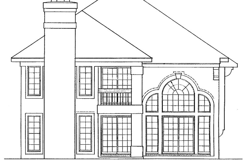 Home Plan - Exterior - Rear Elevation for Mediterranean House Plan #72-942 - 3 bed, 2.5 bath