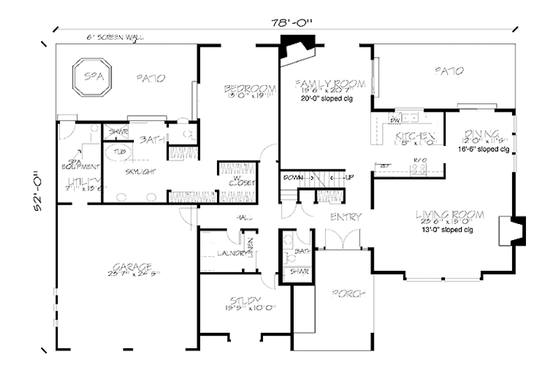 Home Plan - Floor Plan - Main Floor for Contemporary House Plan #320-1274 - 4 bed, 3 bath