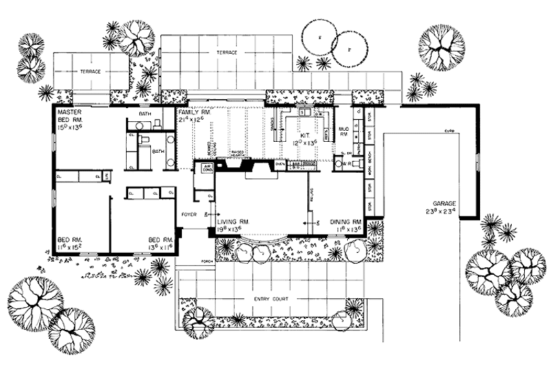 House Blueprint - Floor Plan - Main Floor for Ranch House Plan #72-567 - 3 bed, 2.5 bath