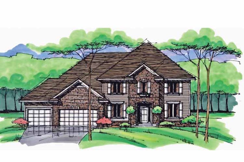 Architectural House Design - Exterior - Front Elevation 3 for Colonial House Plan #51-1029 - 4 bed, 2.5 bath
