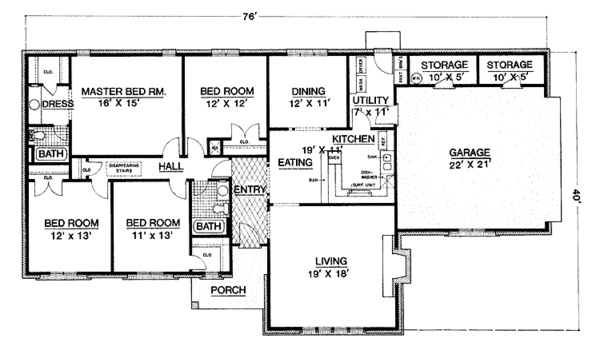 Home Plan - Country Floor Plan - Main Floor Plan #45-497