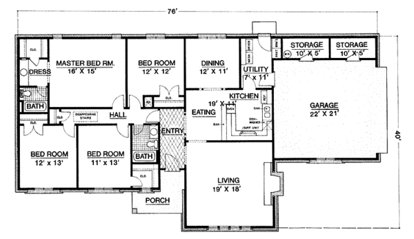 Architectural House Design - Country Floor Plan - Main Floor Plan #45-497