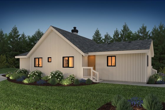 Exterior - Rear Elevation 3 for Cabin House Plan #47-880 - 3 bed, 2 bath
