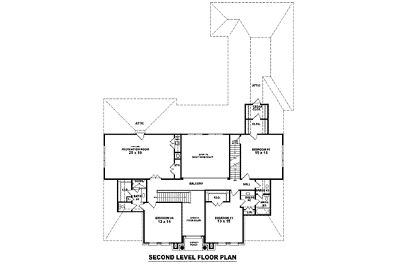 Floor Plan - Upper Floor for Colonial House Plan #81-1640 - 5 bed, 4 bath