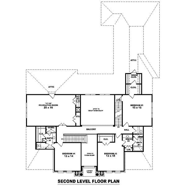 Colonial Floor Plan - Upper Floor Plan #81-1640