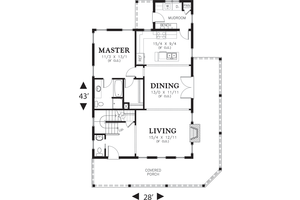 Floor Plan - Main Floor for Cottage House Plan #48-572 - 3 bed, 2.5 bath