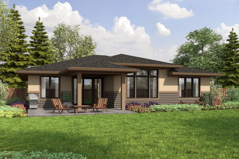 House Blueprint - Exterior - Rear Elevation for Prairie House Plan #48-1098 - 3 bed, 2 bath