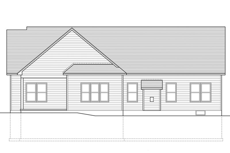 Architectural House Design - Exterior - Rear Elevation for Ranch House Plan #1010-202 - 3 bed, 2.5 bath