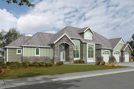 Exterior - Front Elevation 3 for Craftsman House Plan #132-274 - 4 bed, 3.5 bath