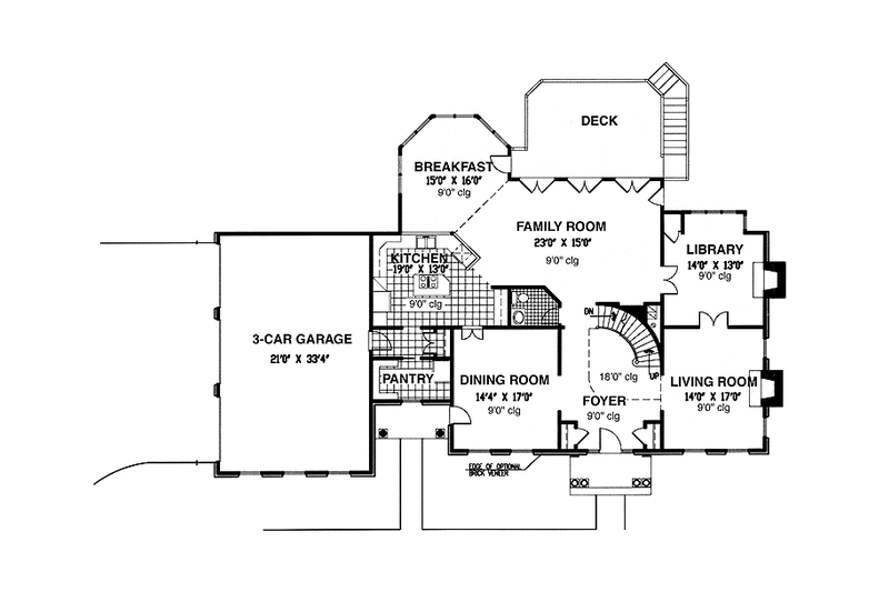 Home Plan - Floor Plan - Main Floor for Colonial House Plan #953-60 - 4 bed, 3.5 bath