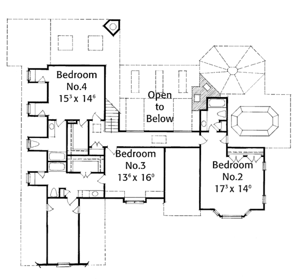 House Blueprint - European Floor Plan - Upper Floor Plan #429-156