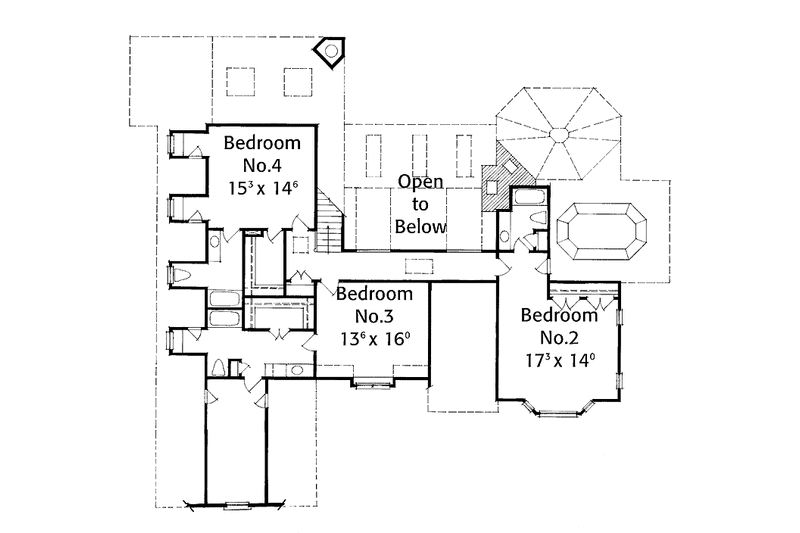 Home Plan - Floor Plan - Upper Floor for European House Plan #429-156 - 4 bed, 4.5 bath