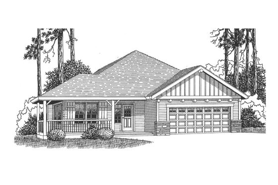 Exterior - Front Elevation for Craftsman House Plan #53-523 - 3 bed, 2 bath