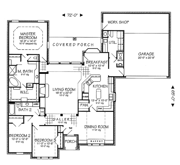 House Design - Country Floor Plan - Main Floor Plan #968-12
