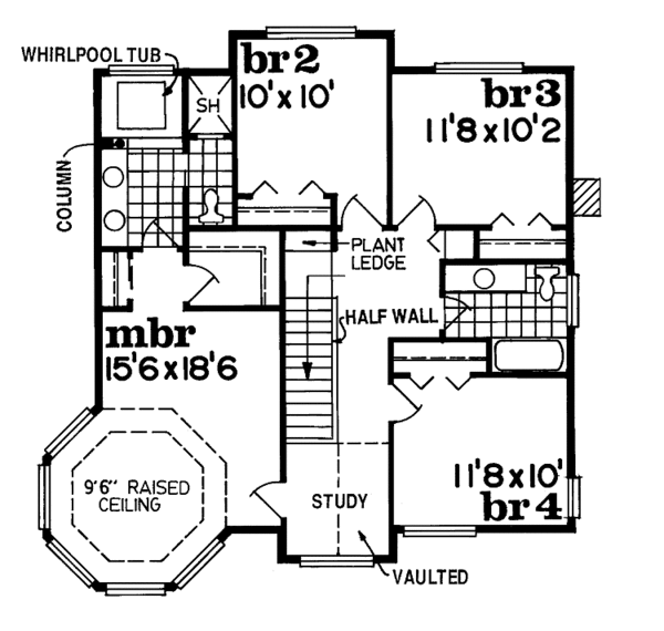 Architectural House Design - Victorian Floor Plan - Upper Floor Plan #47-842