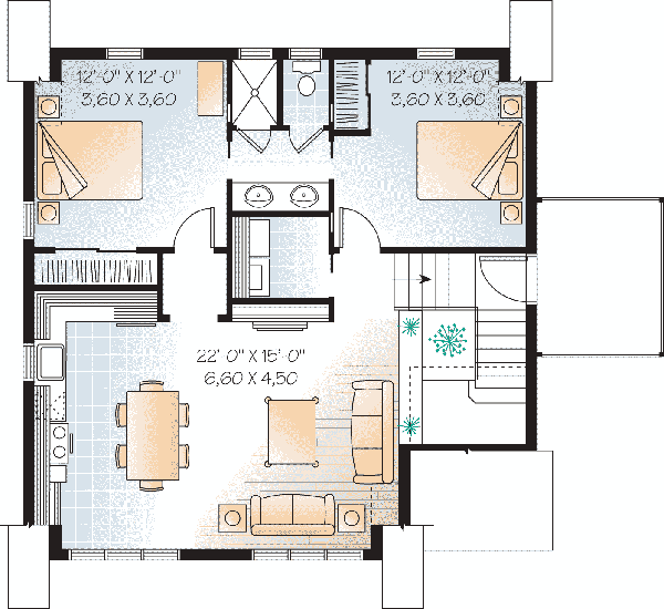 Traditional Floor Plan - Upper Floor Plan #23-444