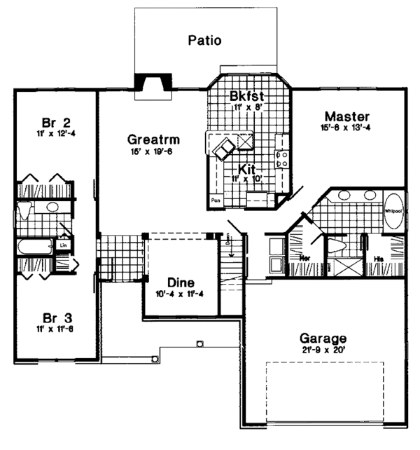 House Design - Country Floor Plan - Main Floor Plan #300-116