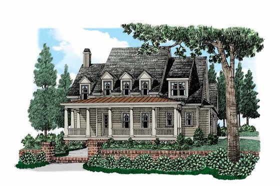 Exterior - Front Elevation 3 for Colonial House Plan #927-527 - 4 bed, 4.5 bath