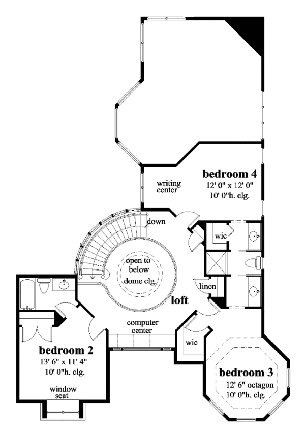 Mediterranean Floor Plan - Upper Floor Plan #930-164