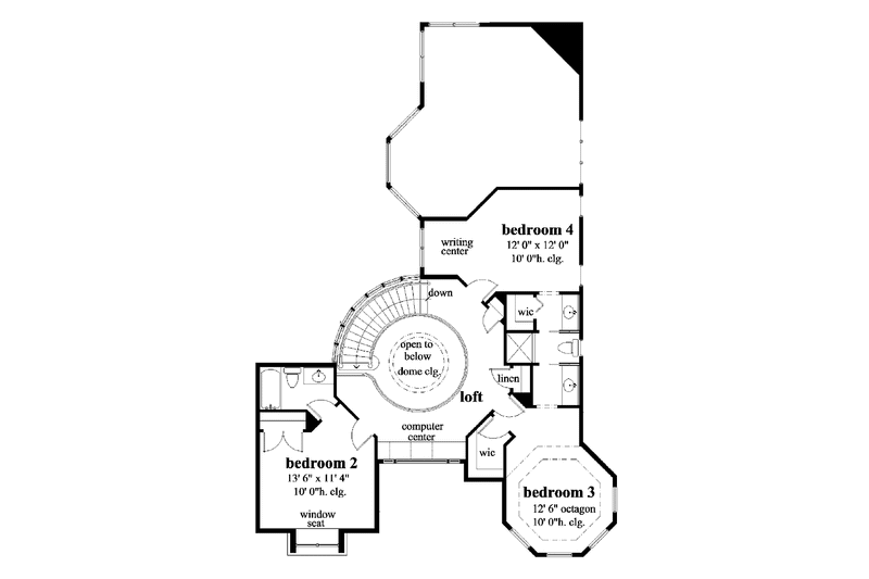 Home Plan - Floor Plan - Upper Floor for Mediterranean House Plan #930-164 - 4 bed, 3.5 bath