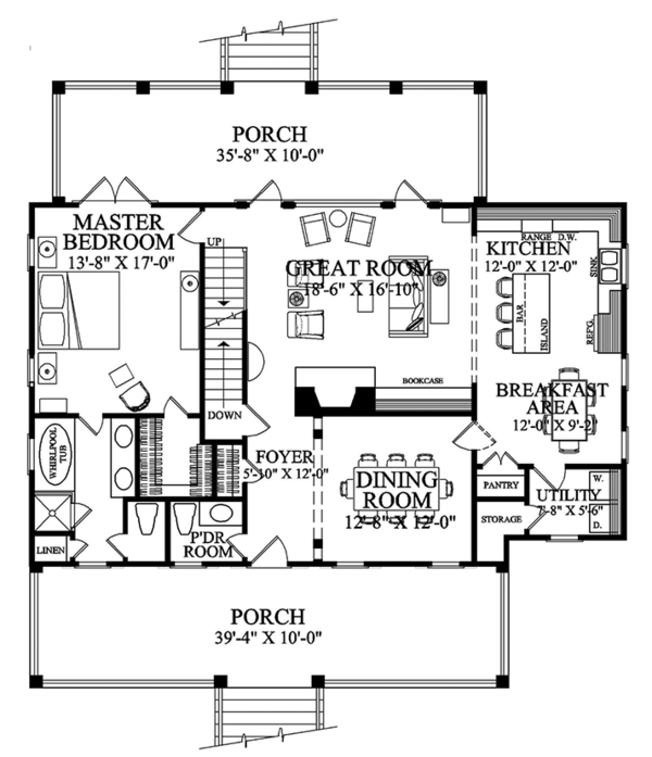 House Design - Colonial Floor Plan - Main Floor Plan #137-373