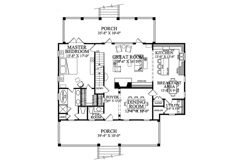 Dream House Plan - Floor Plan - Main Floor for Colonial House Plan #137-373 - 3 bed, 2.5 bath