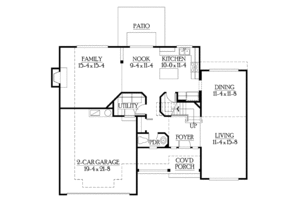 Floor Plan - Main Floor for Craftsman House Plan #132-265 - 3 bed, 2.5 bath