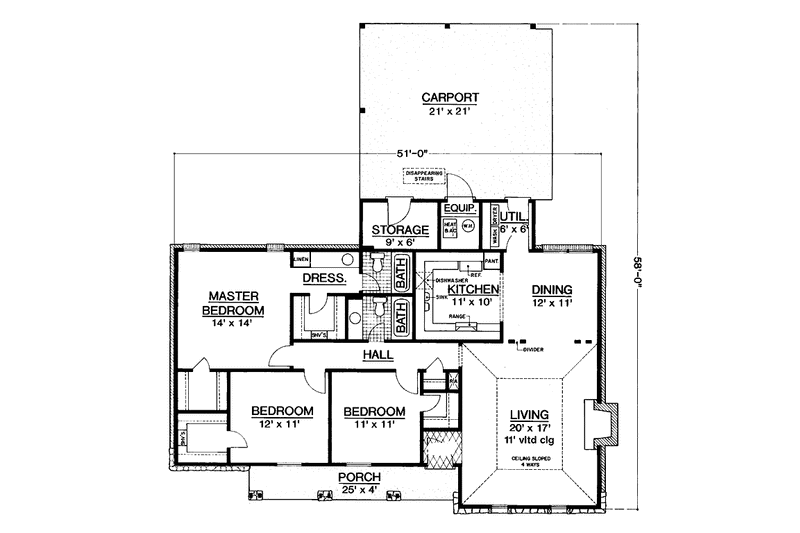 Home Plan - Floor Plan - Main Floor for Country House Plan #45-549 - 3 bed, 2 bath
