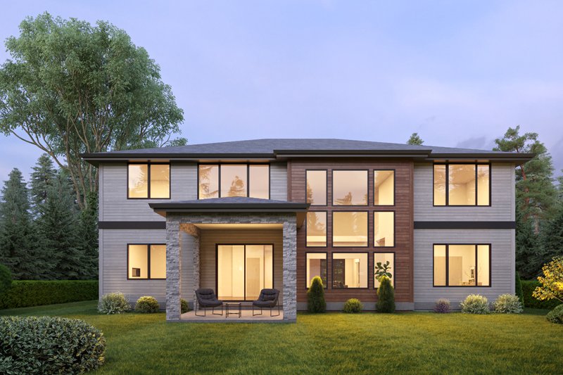 House Blueprint - Exterior - Rear Elevation for Contemporary House Plan #1066-165 - 5 bed, 4.5 bath