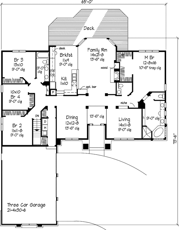 Architectural House Design - Ranch Floor Plan - Main Floor Plan #320-643