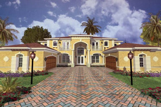 Exterior - Front Elevation for Mediterranean House Plan #420-297 - 5 bed, 5.5 bath
