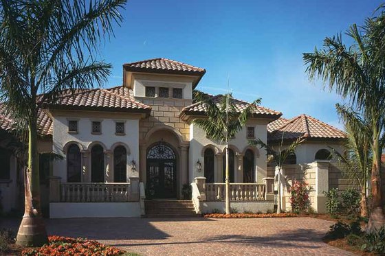 Exterior - Front Elevation 3 for Mediterranean House Plan #930-92 - 4 bed, 4.5 bath
