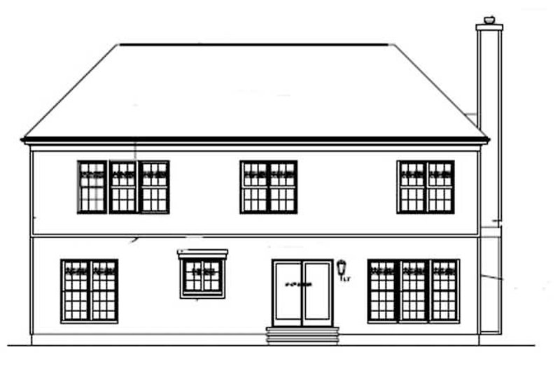 Architectural House Design - Exterior - Rear Elevation for Colonial House Plan #453-341 - 4 bed, 2.5 bath