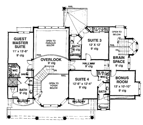 Architectural House Design - Country Floor Plan - Upper Floor Plan #1007-24