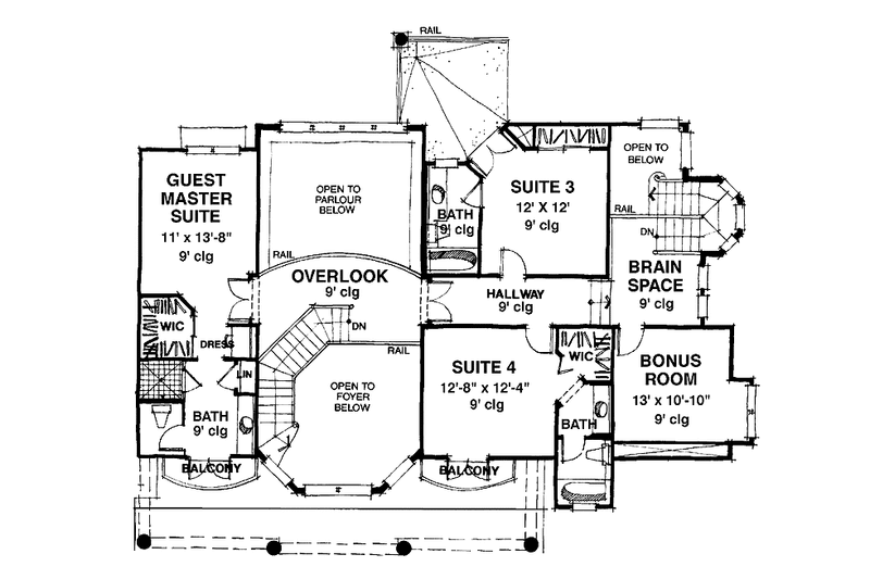 Dream House Plan - Floor Plan - Upper Floor for Country House Plan #1007-24 - 4 bed, 5.5 bath