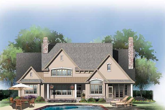 Exterior - Rear Elevation for European House Plan #929-870 - 5 bed, 4 bath