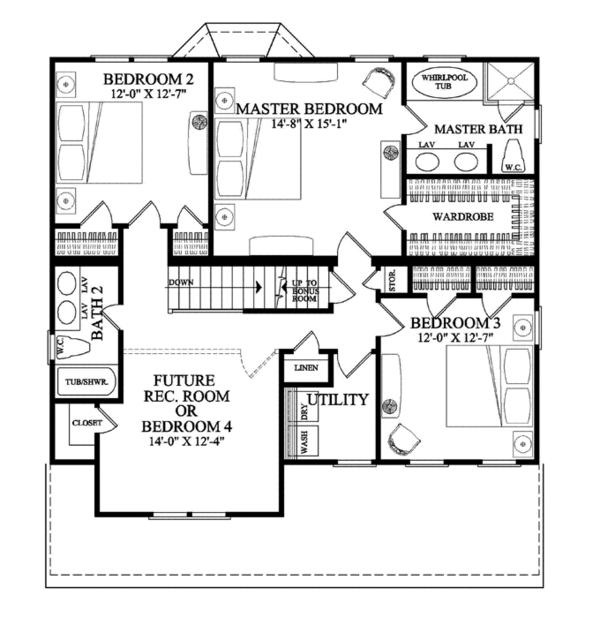 Home Plan - Traditional Floor Plan - Upper Floor Plan #137-362