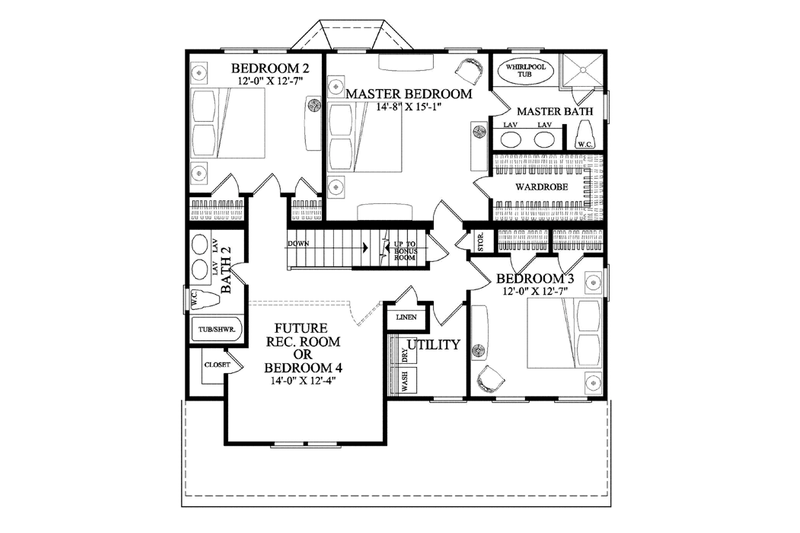 House Blueprint - Floor Plan - Upper Floor for Traditional House Plan #137-362 - 3 bed, 2.5 bath
