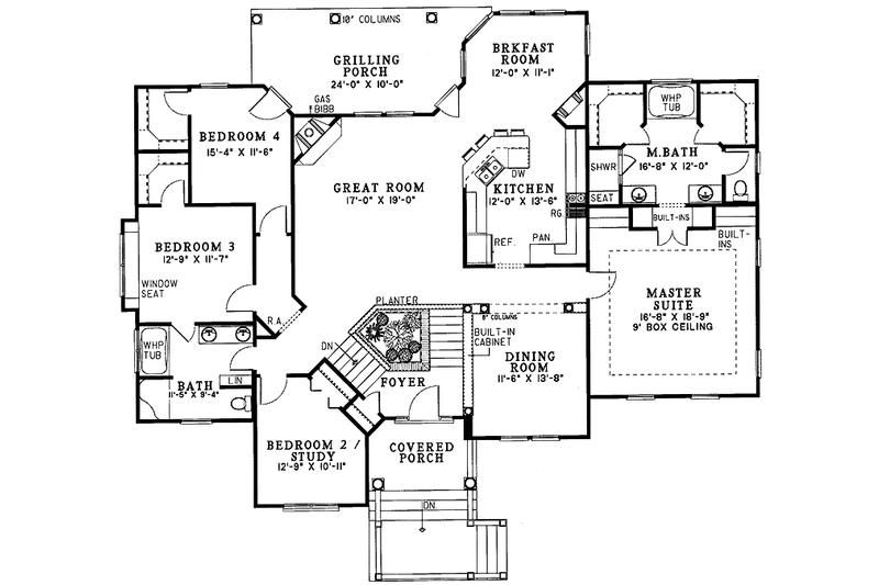Home Plan - Floor Plan - Main Floor for Contemporary House Plan #17-2798 - 4 bed, 2.5 bath
