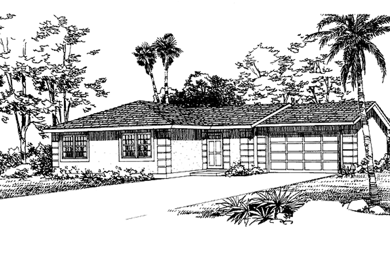 Home Plan - Exterior - Front Elevation 3 for Adobe / Southwestern House Plan #72-1029 - 3 bed, 2 bath