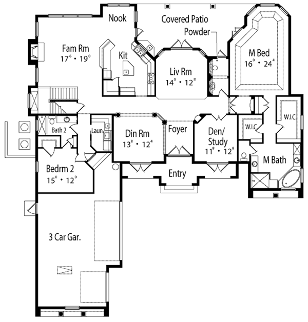 Architectural House Design - Mediterranean Floor Plan - Main Floor Plan #417-758