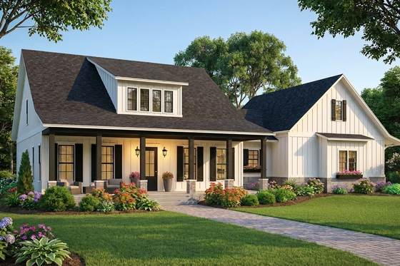 Exterior - Front Elevation 4 for Farmhouse House Plan #406-9653 - 3 bed, 2 bath