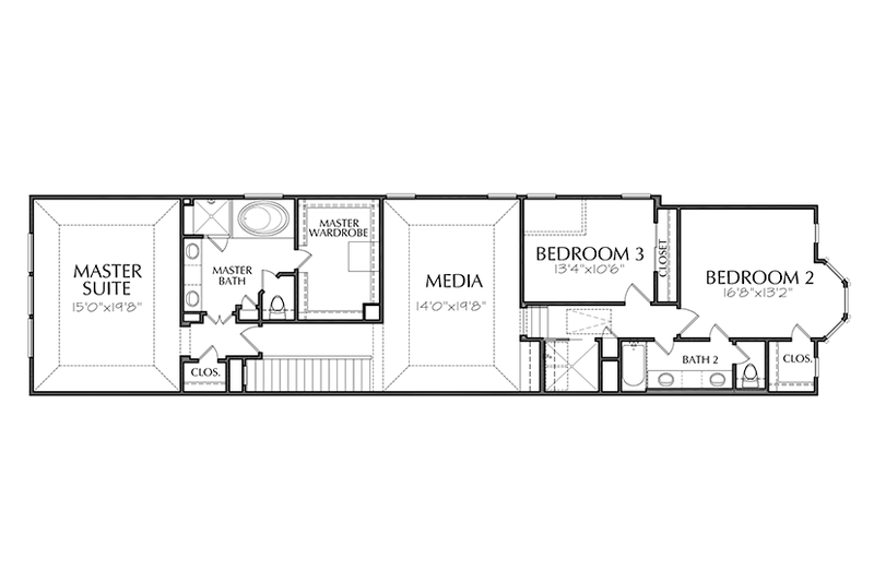 Architectural House Design - Floor Plan - Upper Floor for Traditional House Plan #1021-18 - 3 bed, 2.5 bath