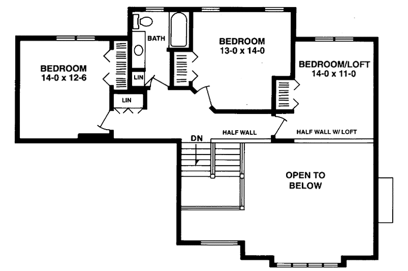 House Blueprint - Floor Plan - Upper Floor for Prairie House Plan #981-33 - 3 bed, 2.5 bath